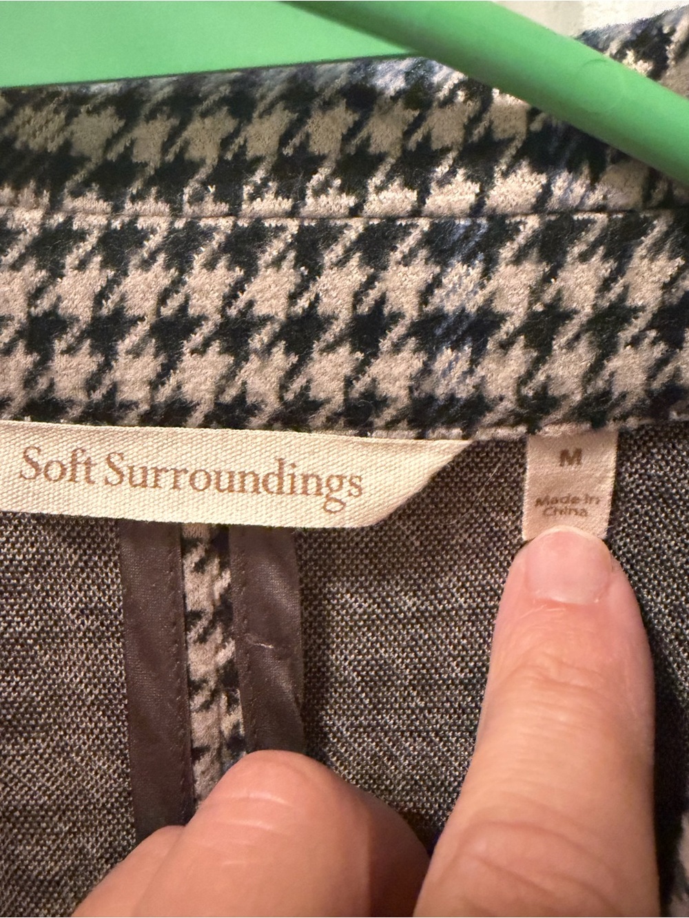 Soft Surroundings Houndstooth Plaid Knit Blazer Jacket M Stretch - Picture 8 of 13